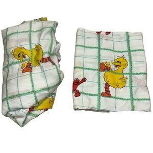 1997 Henson Sesame Street twin size flat‎ and fitted sheet